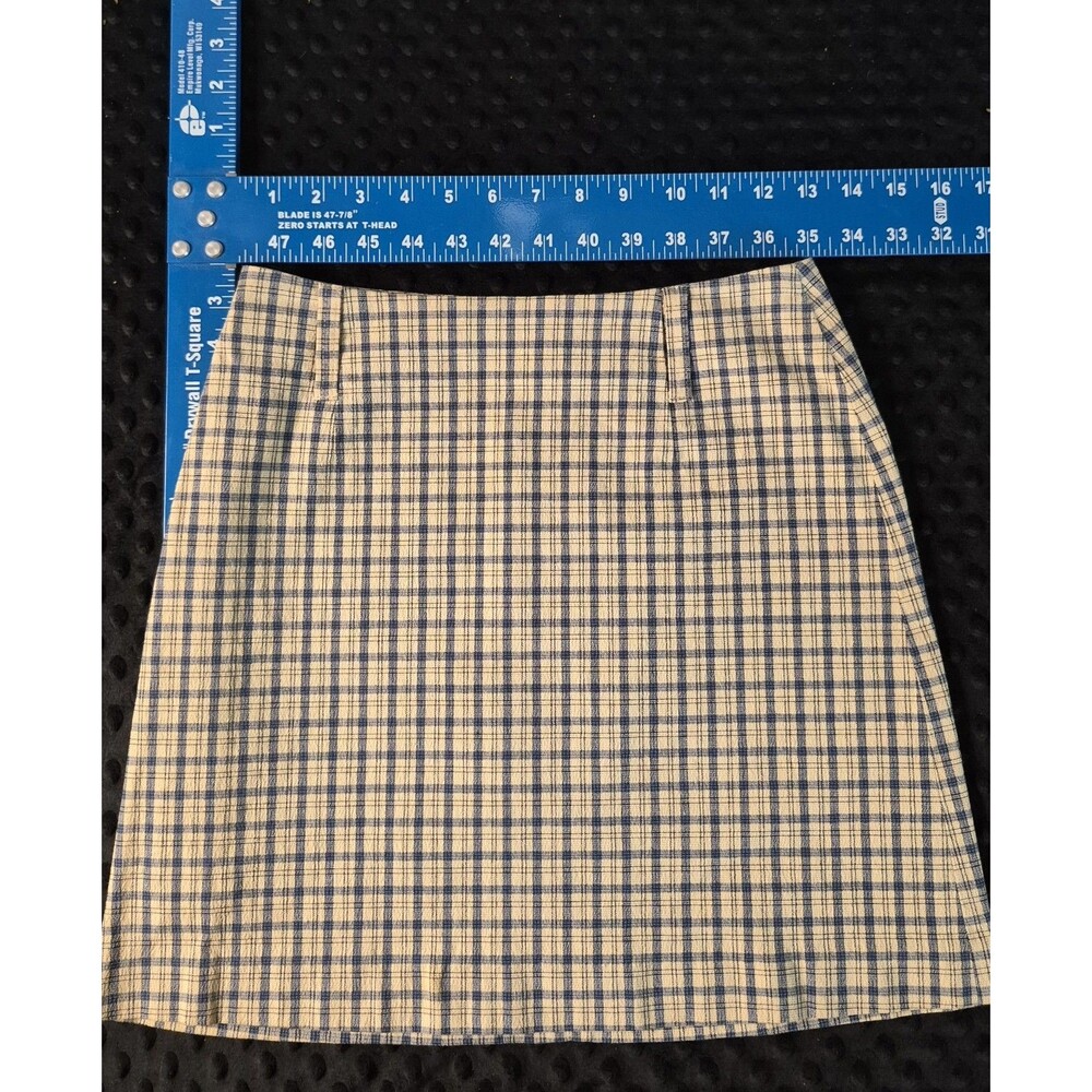 Limited America Plaid Mini Skirt sz 2  Cream Cotton 90s Grunge Schoolgirl Mini